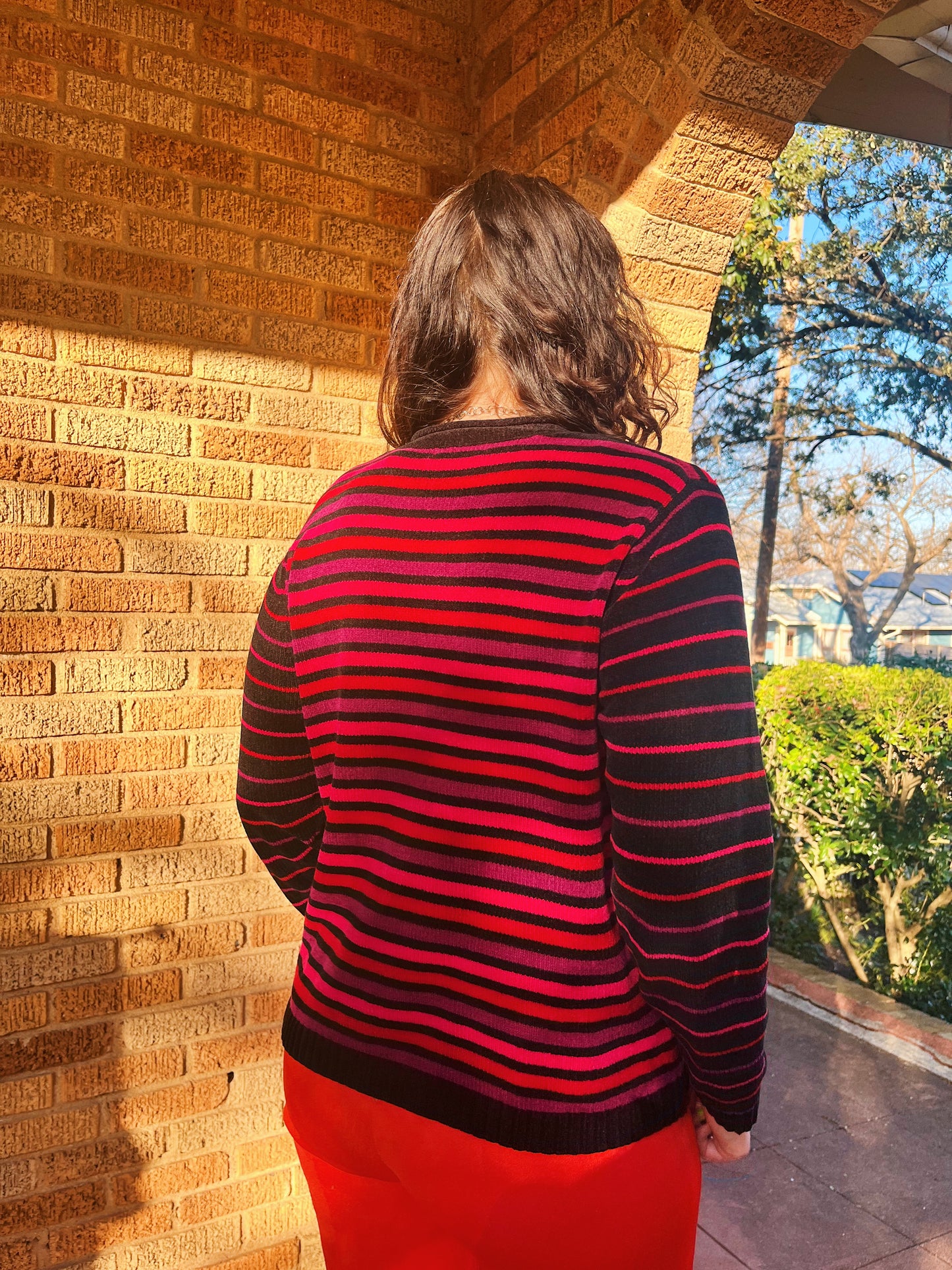1990s Hot Pink Colorblock Sweater
