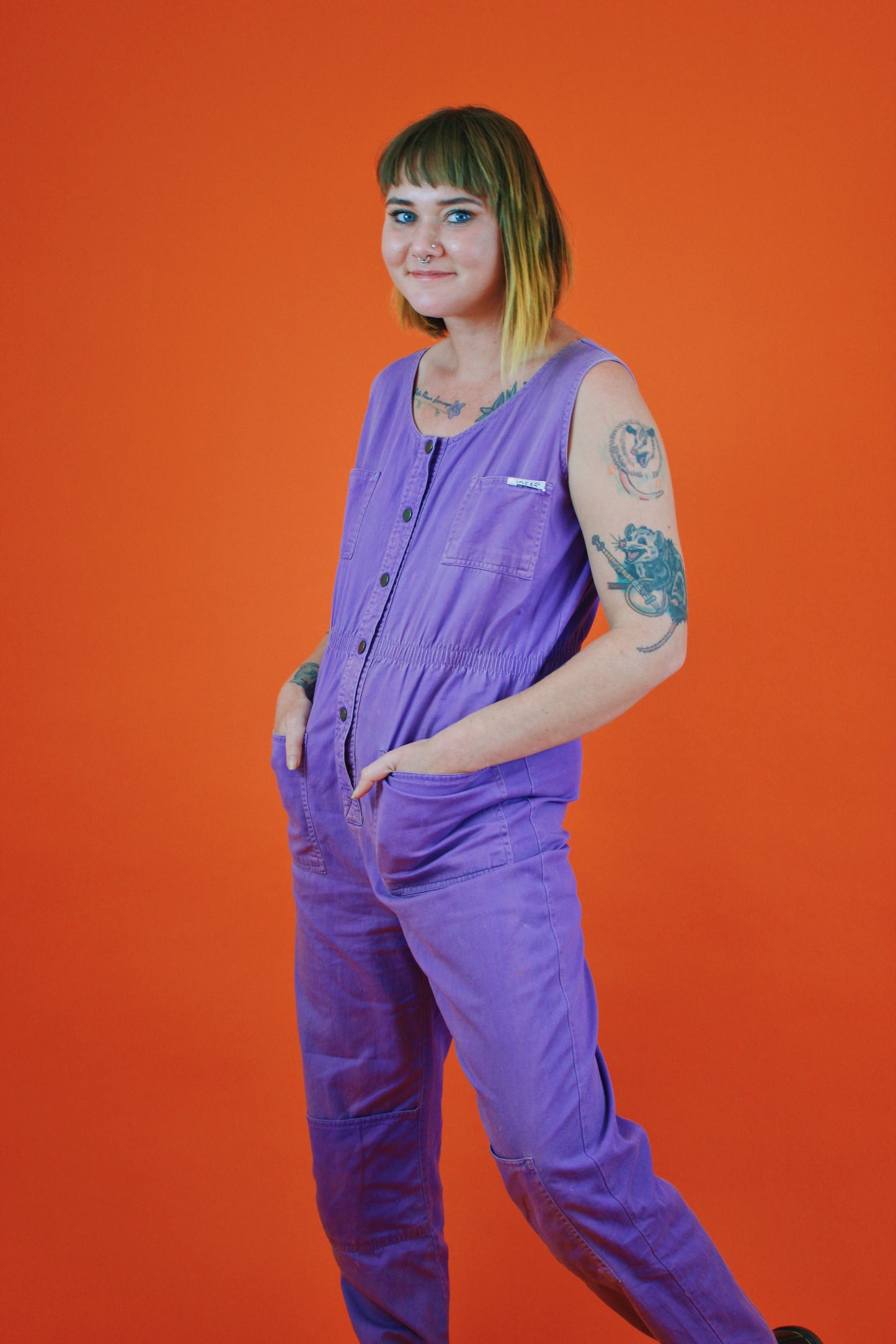 1980s Purple Pocket Jumpsuit