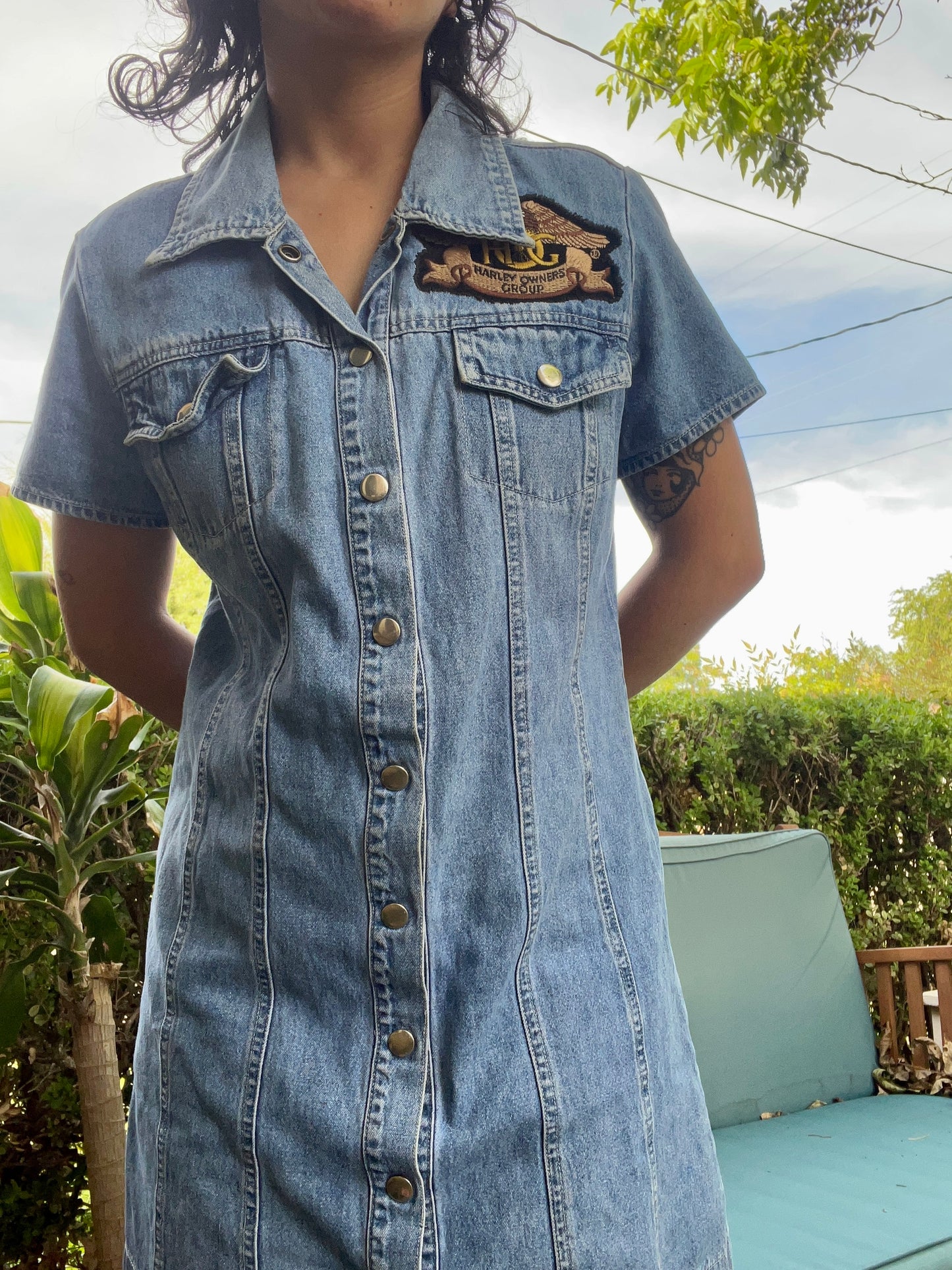 1990s Harley Patch Denim Dress
