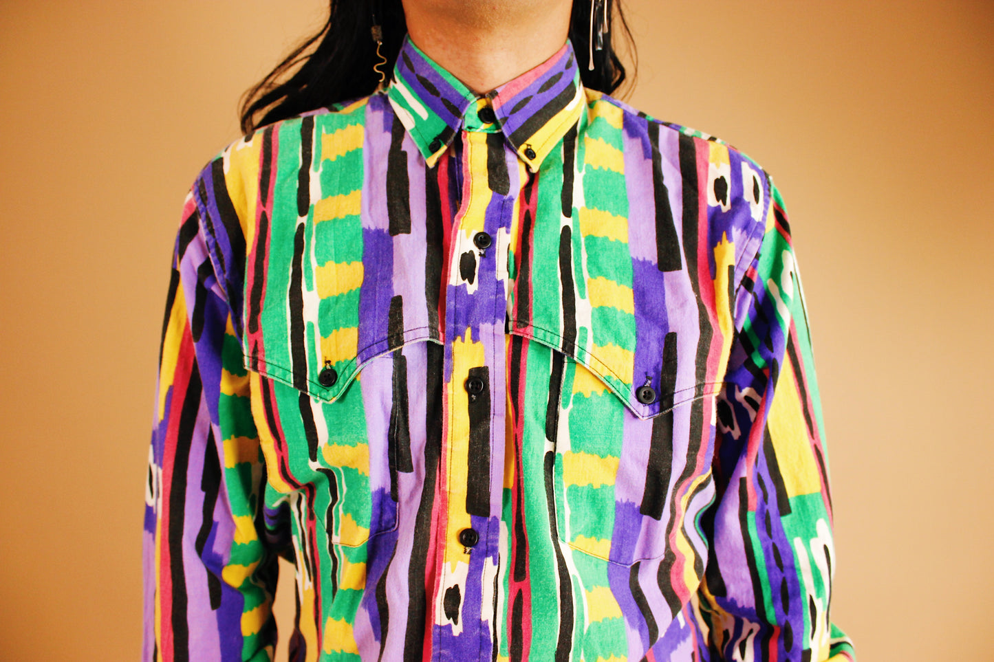 1980s Artsy Western Button Up