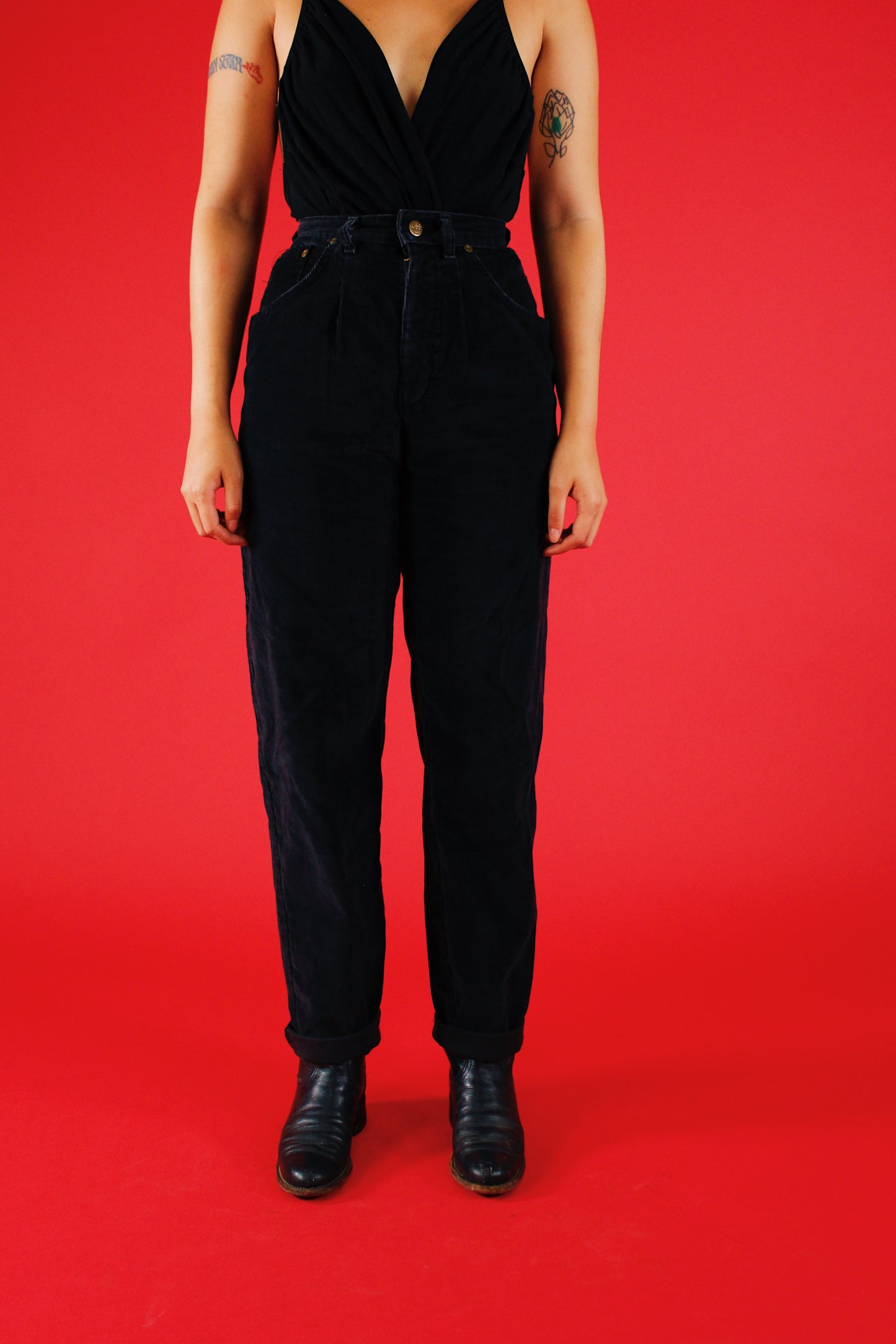 1980s Black Corduroy Lee Jeans