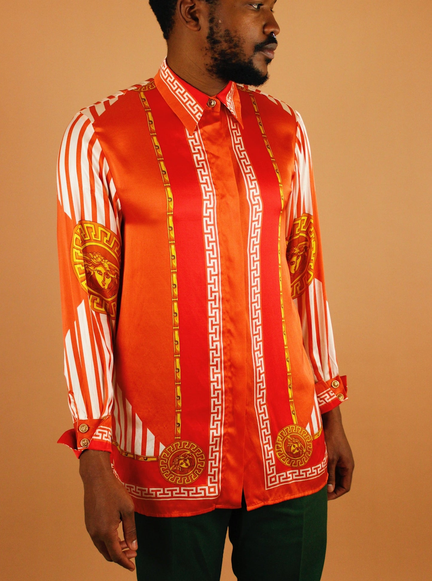 1990s Massardi Gold Silk Button Up