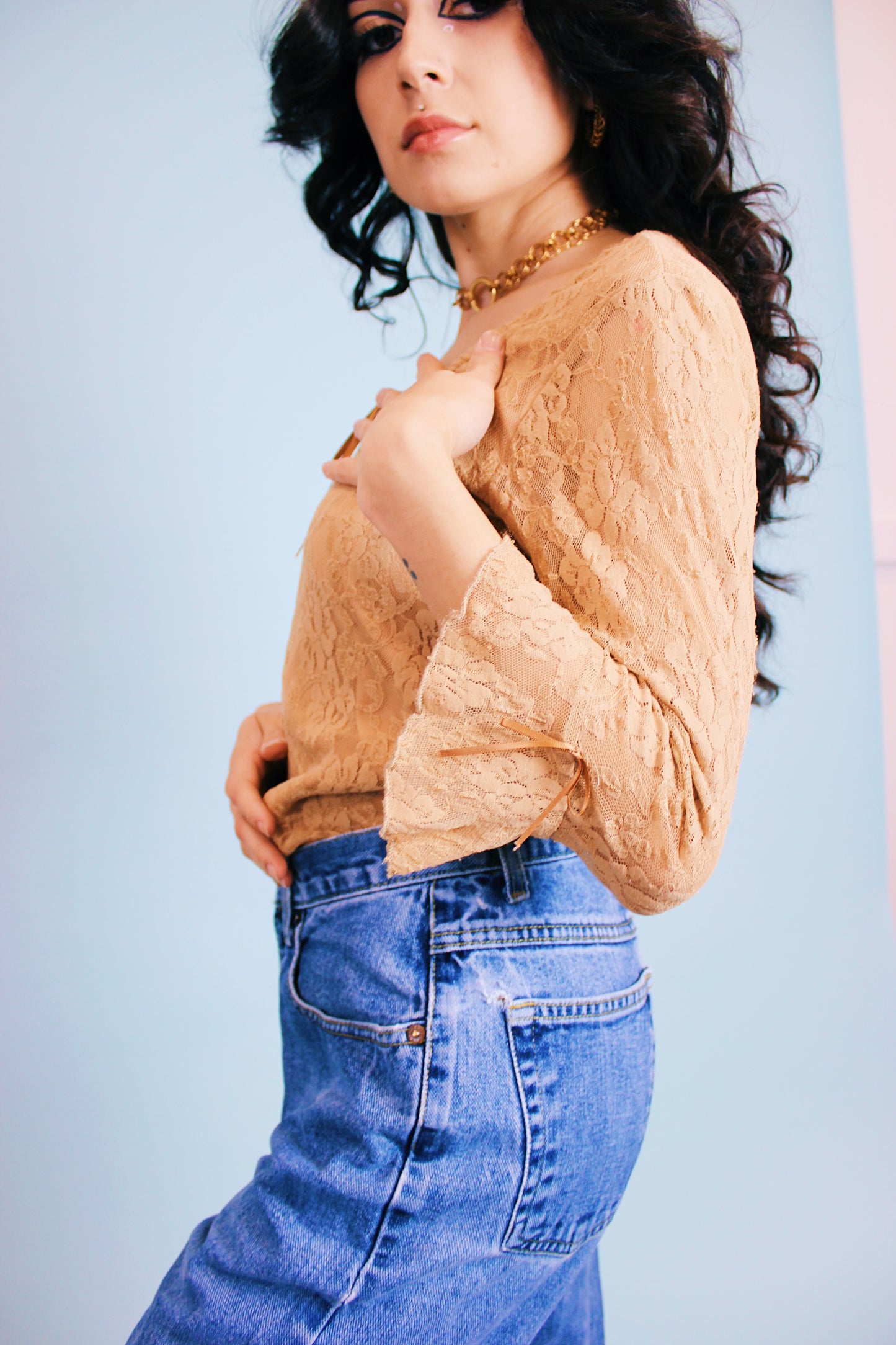 1990s Nude Bow Top