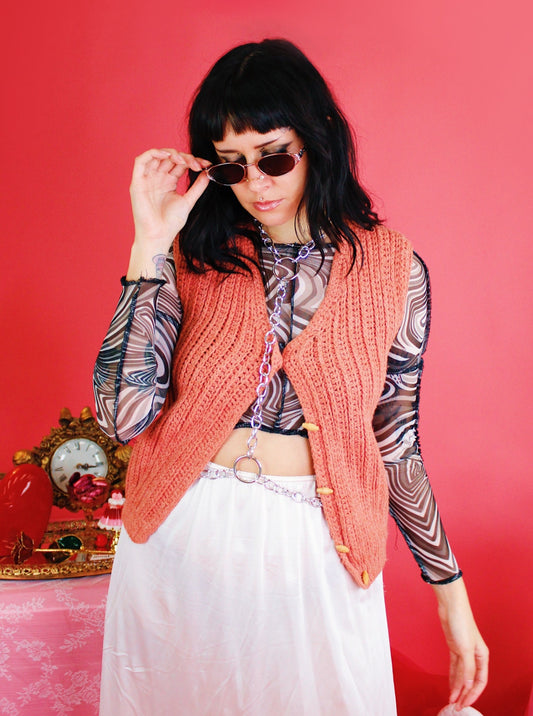 1970s Peach Knit Sweater
