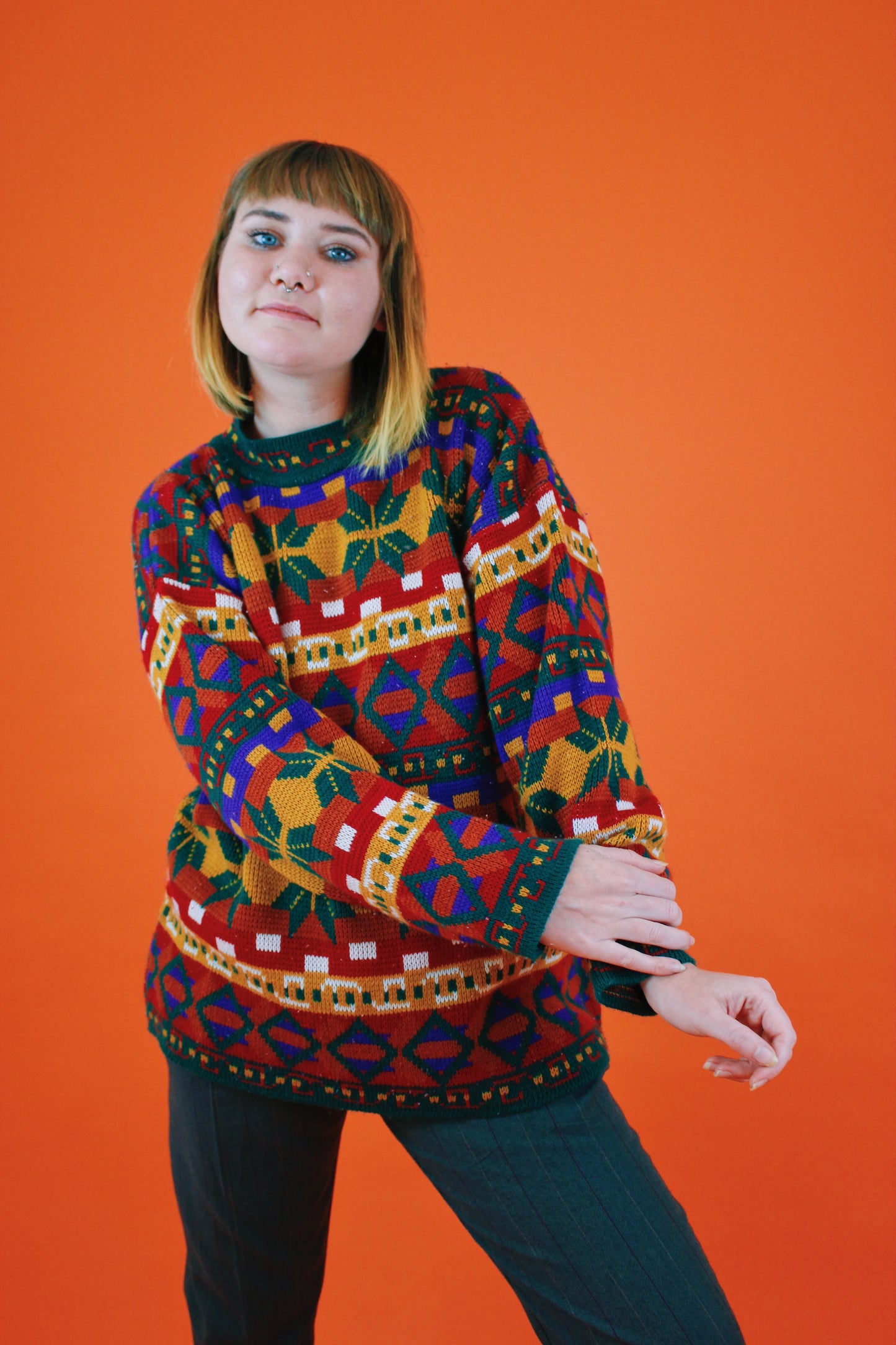 1990s Fall Kaleidoscope Sweater