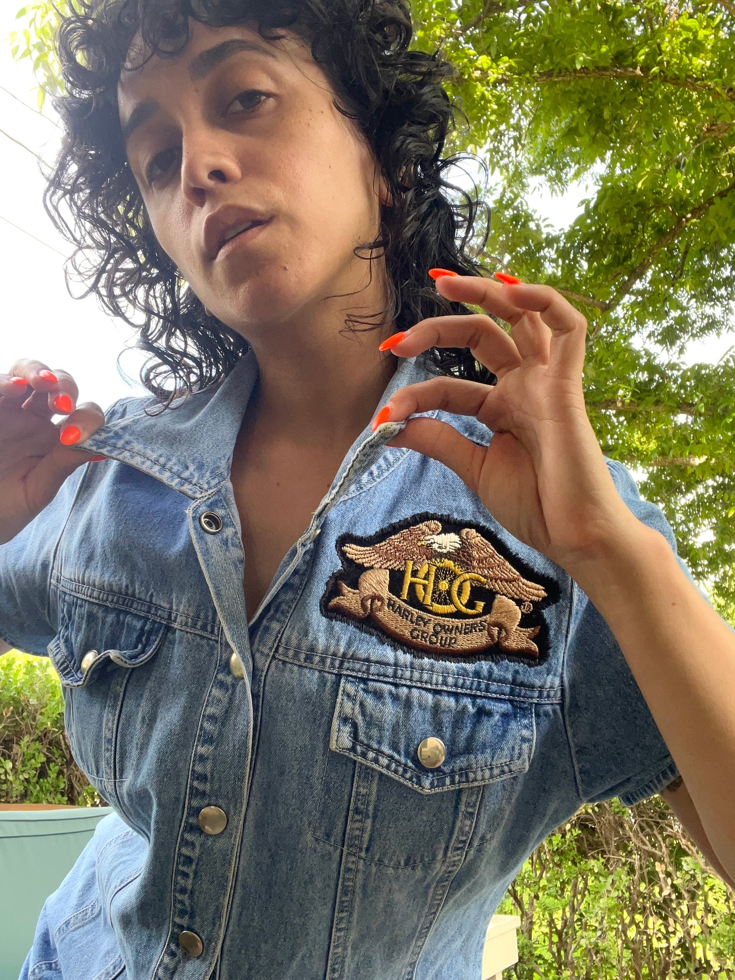 1990s Harley Patch Denim Dress