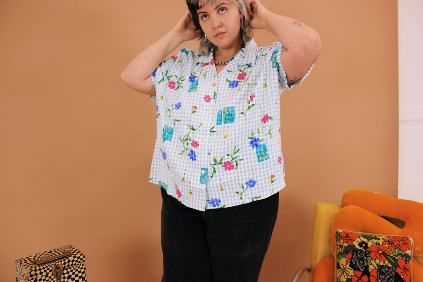 1990s Floral Artist Button Up