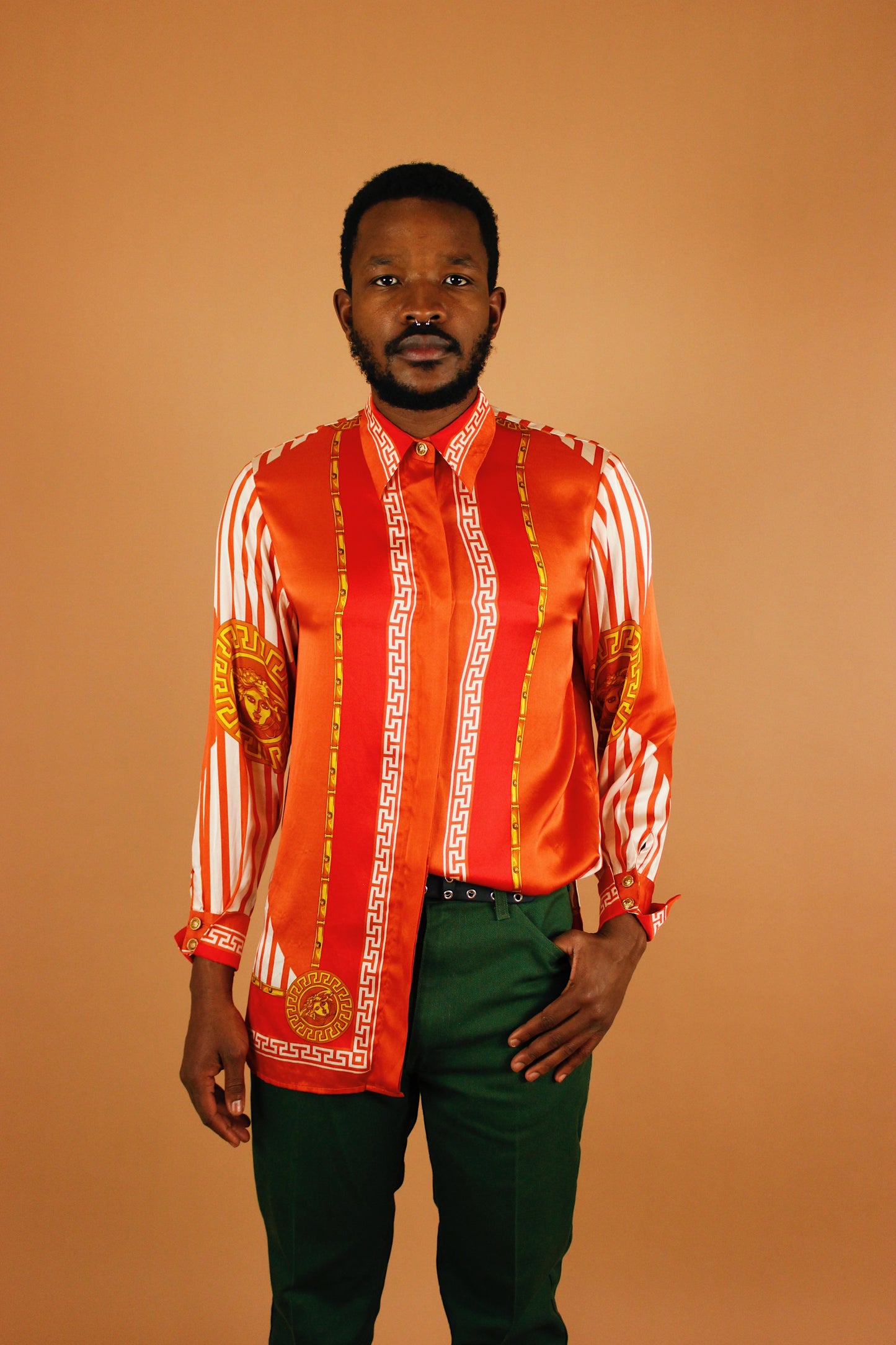 1990s Massardi Gold Silk Button Up
