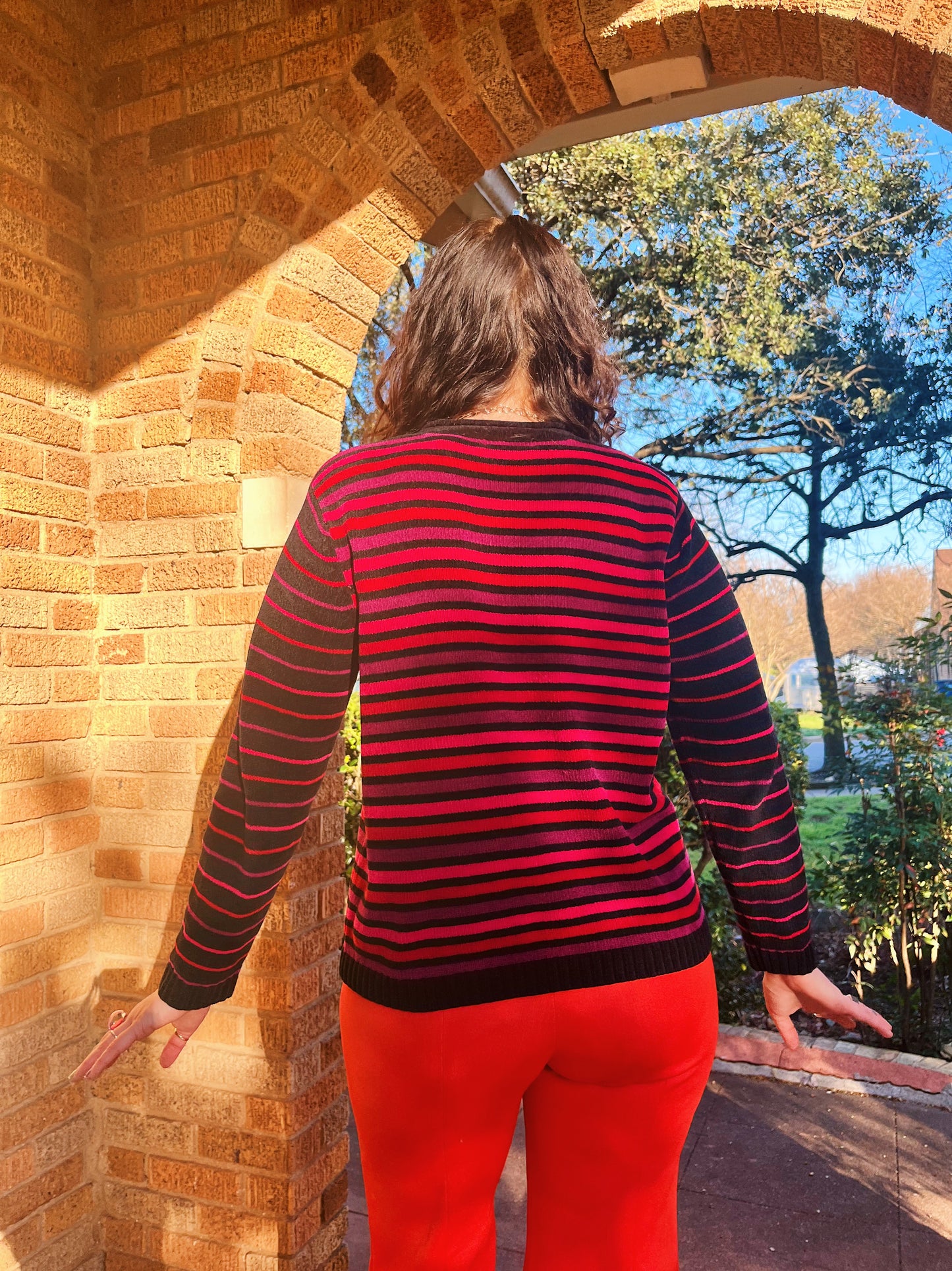 1990s Hot Pink Colorblock Sweater