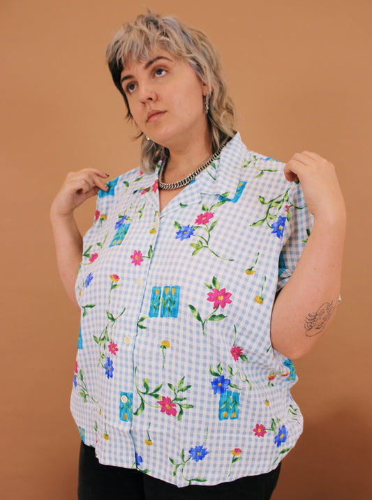1990s Floral Artist Button Up