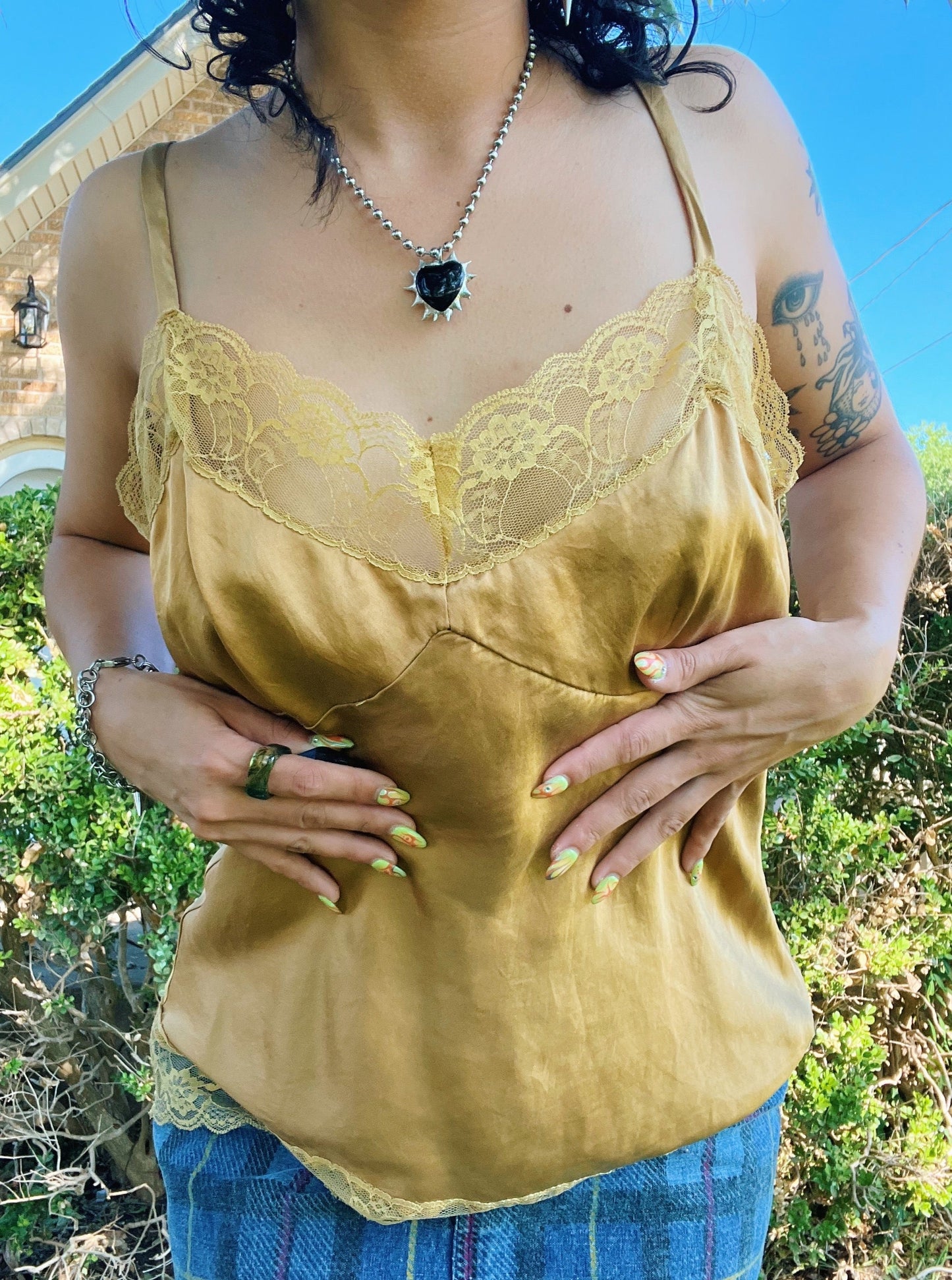 Y2K Gold Silk Tank