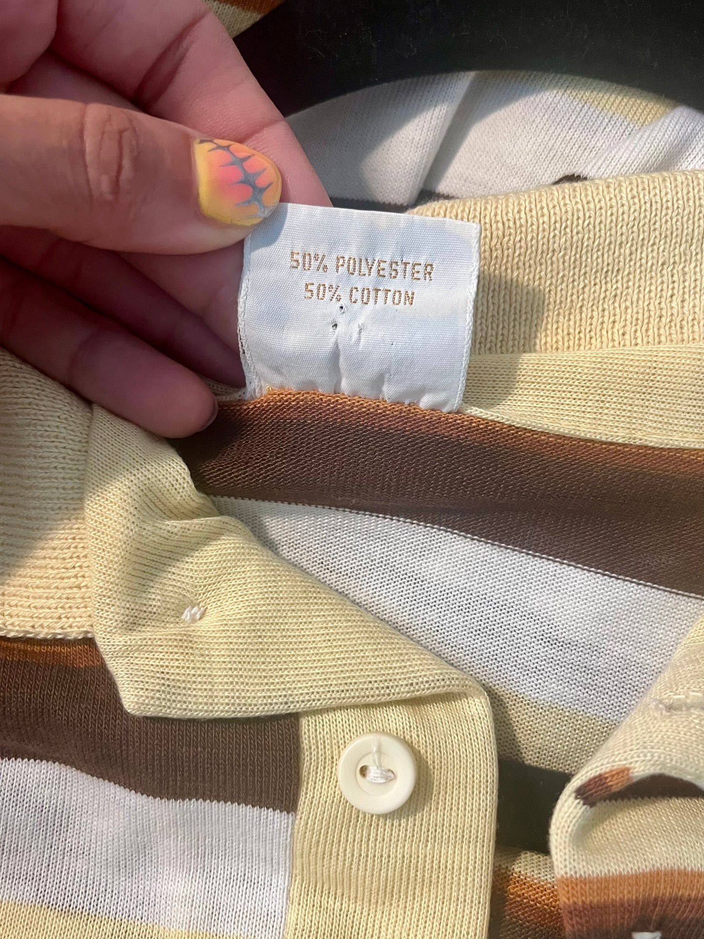 1970s Neutral Striped Henley