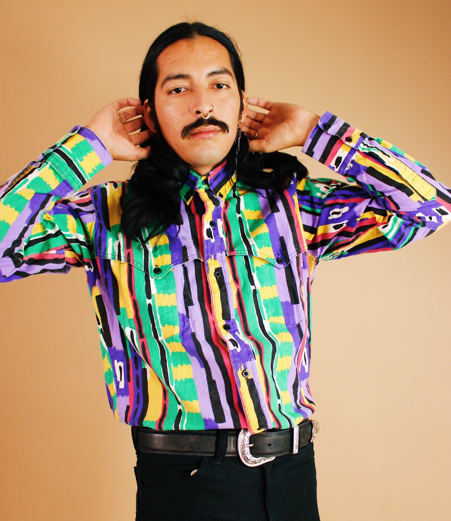 1980s Artsy Western Button Up