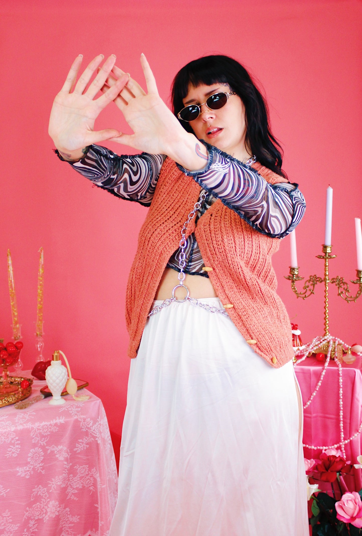 1970s Peach Knit Sweater