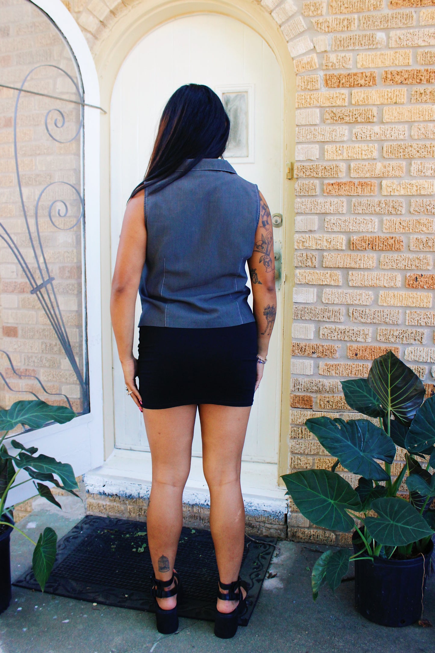 1990s Space Grey Cropped Tank