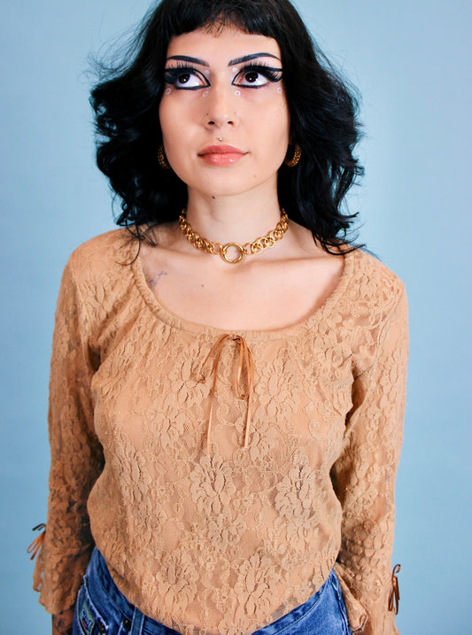 1990s Nude Bow Top