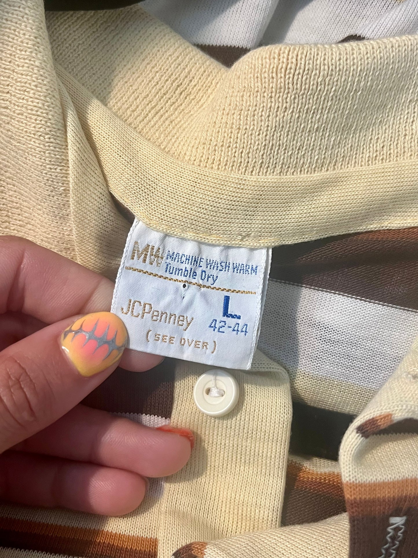 1970s Neutral Striped Henley
