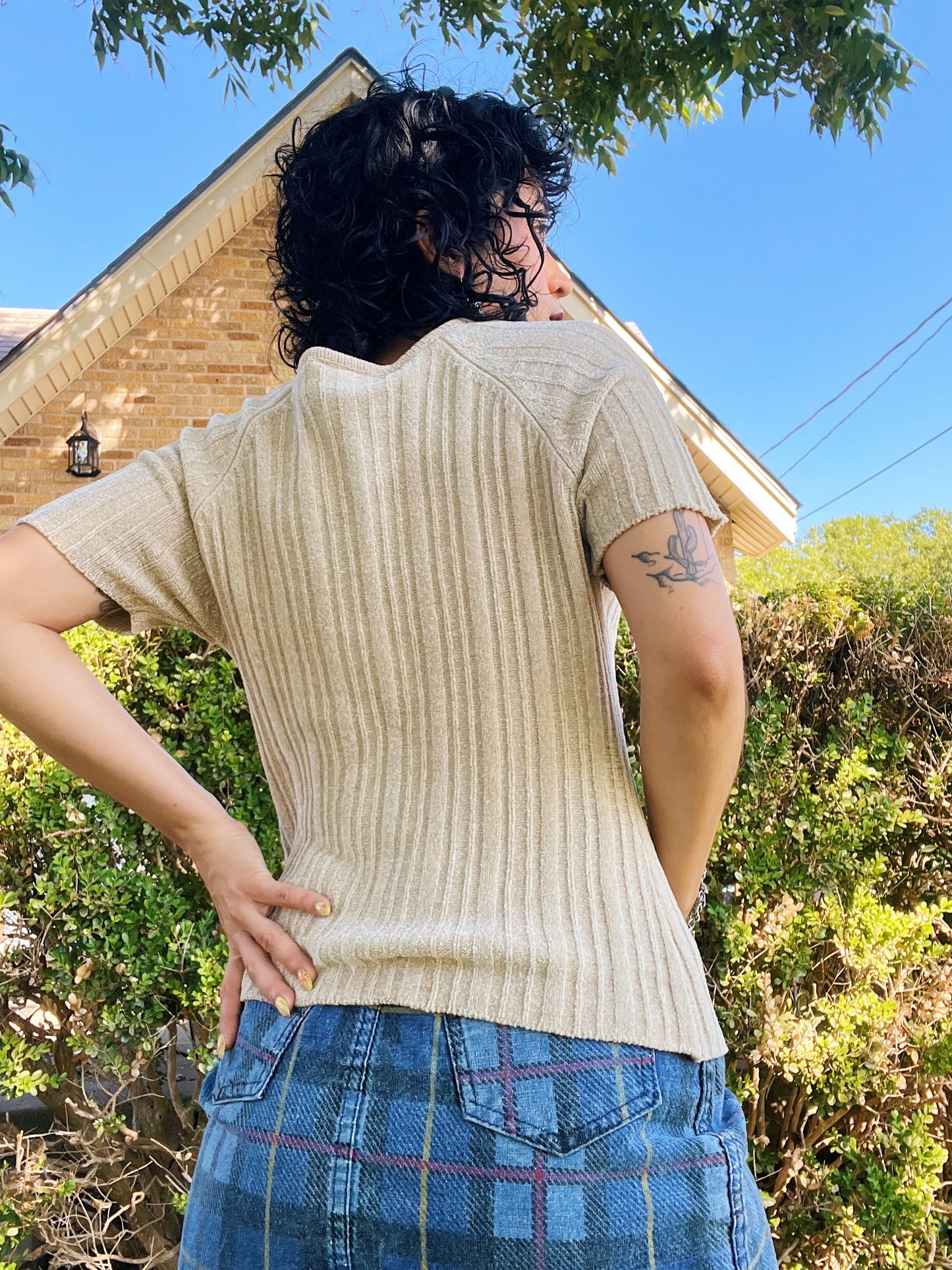 1990s Lace Up Sweater Top
