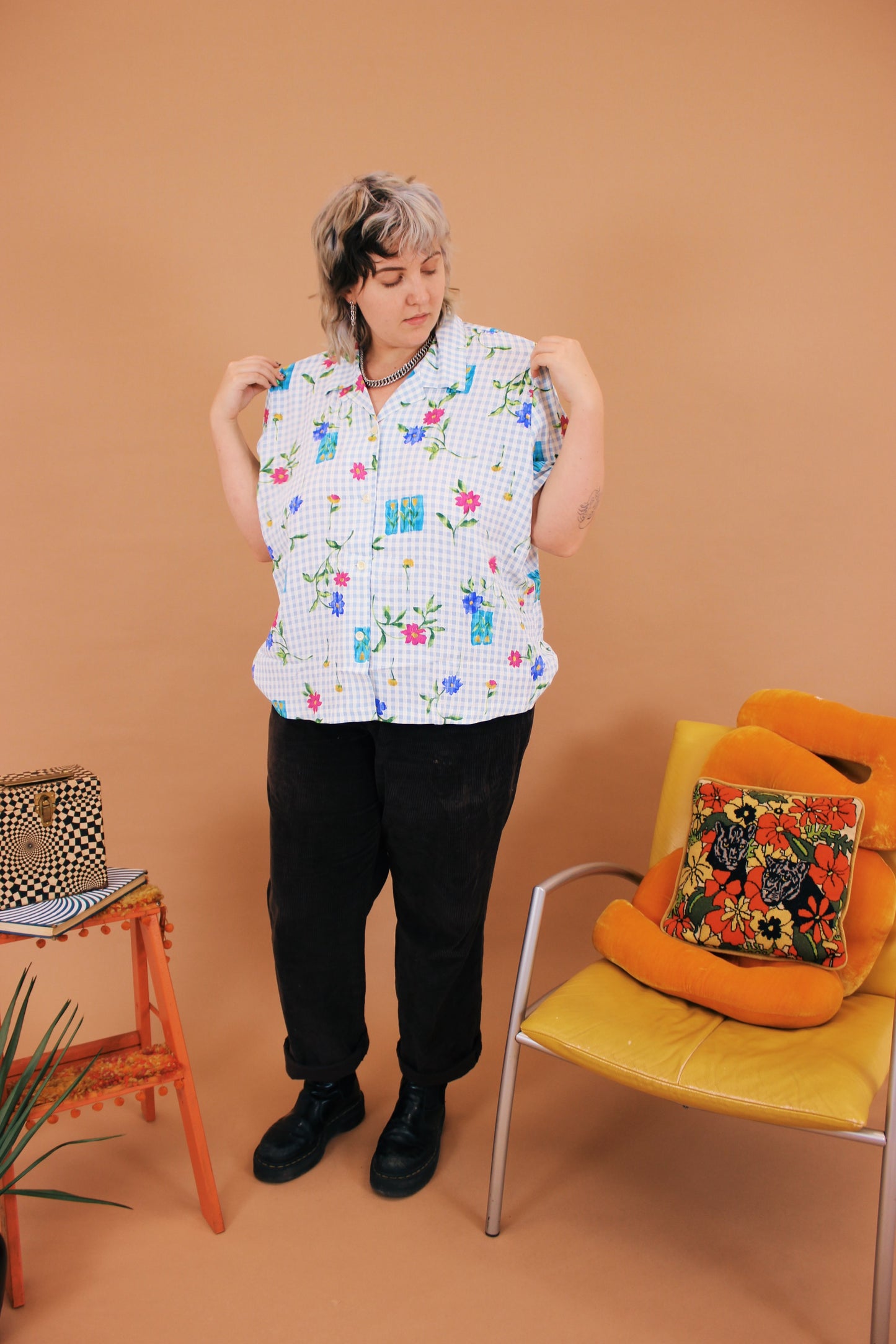 1990s Floral Artist Button Up