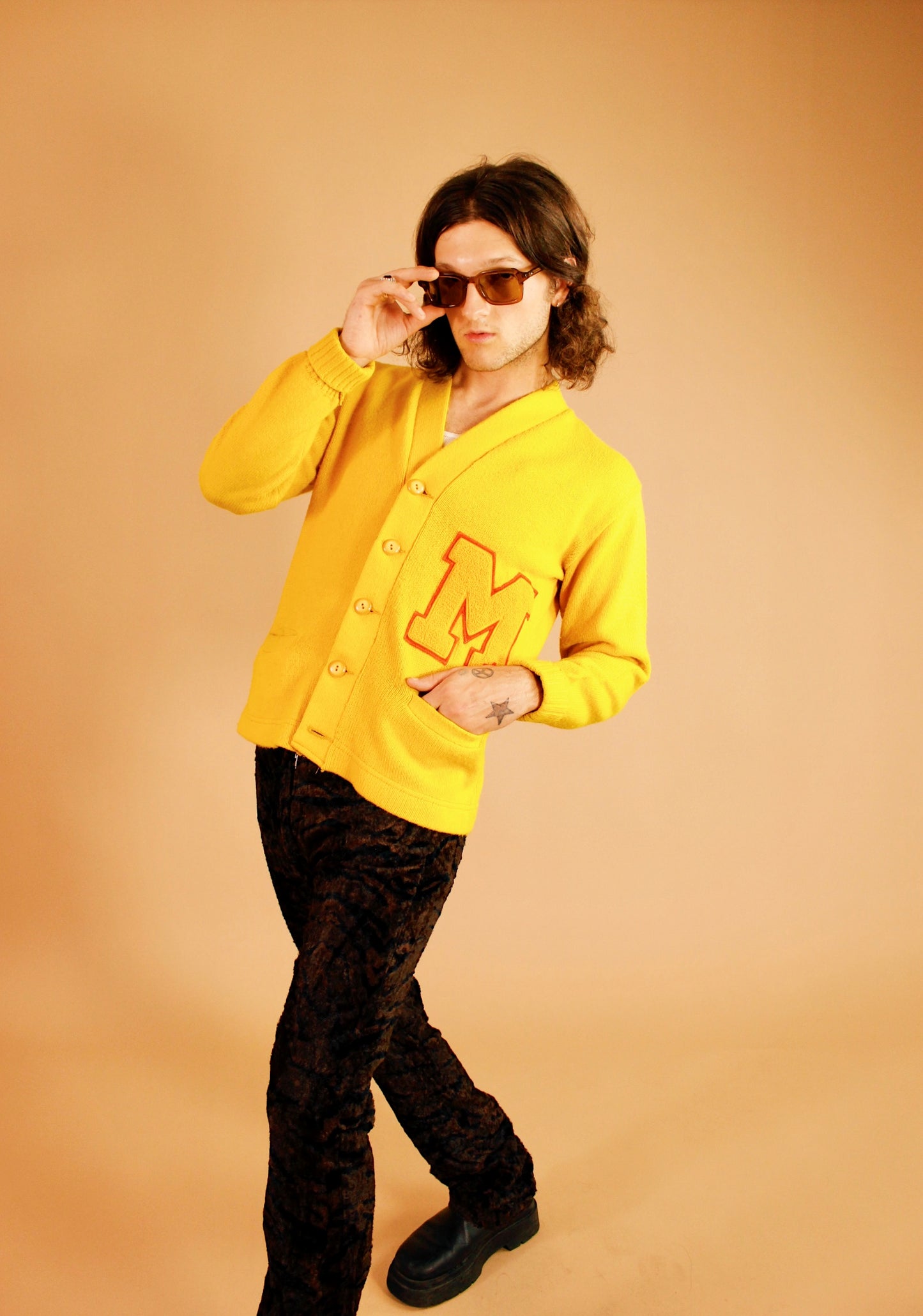 1970s Mustard Varsity Cardigan