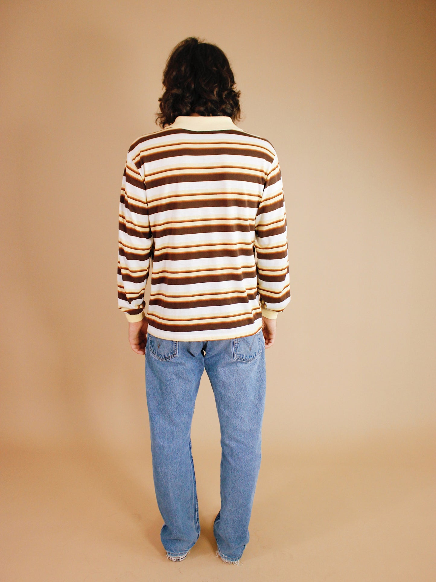 1970s Neutral Striped Henley