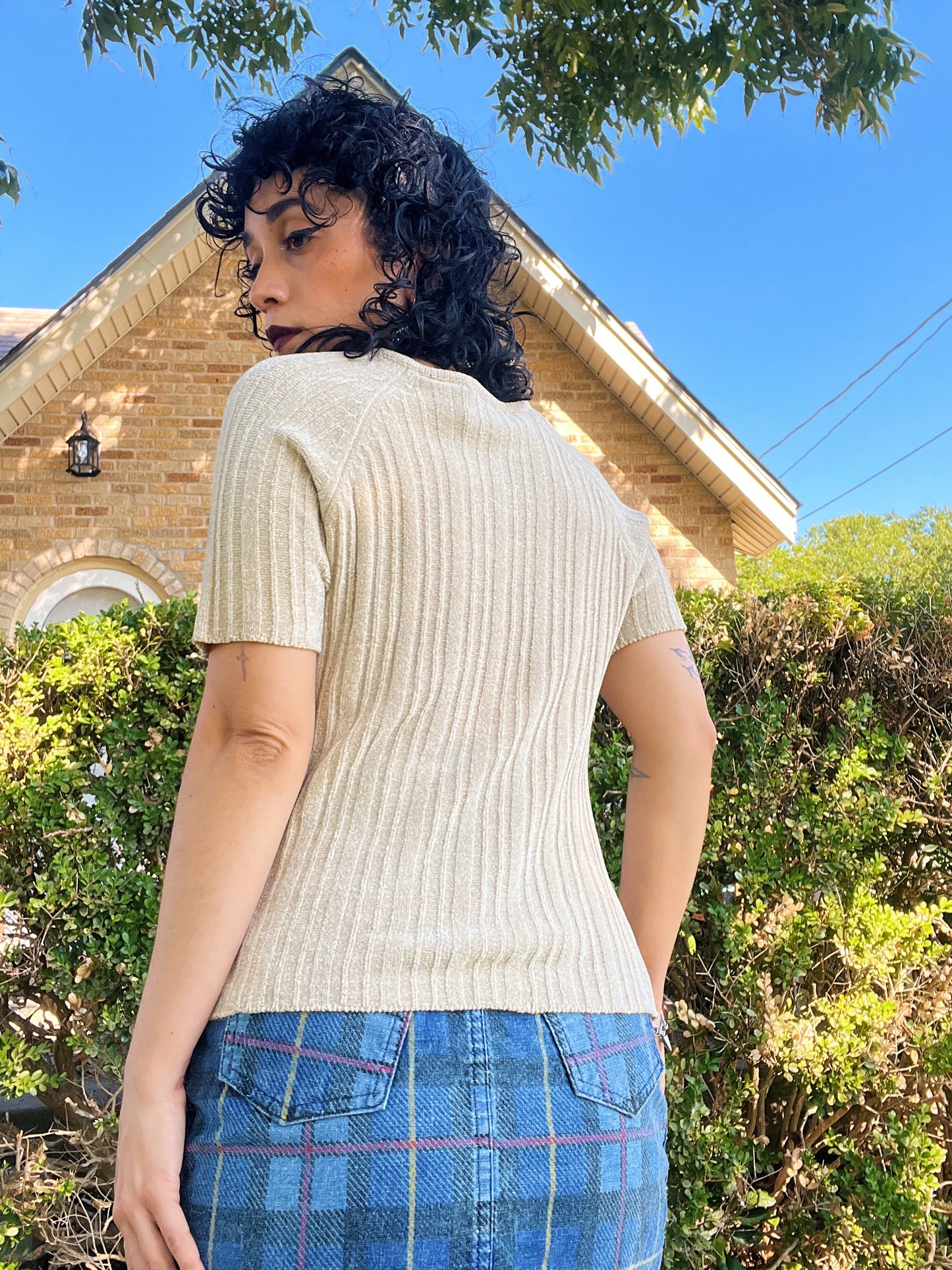 1990s Lace Up Sweater Top