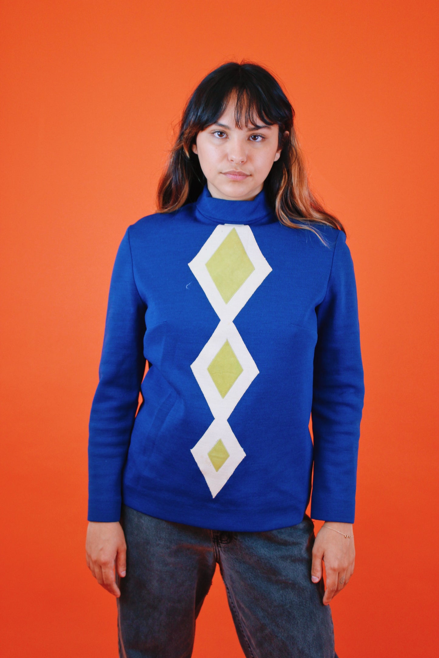 1970s Diamond Appliqué Turtleneck