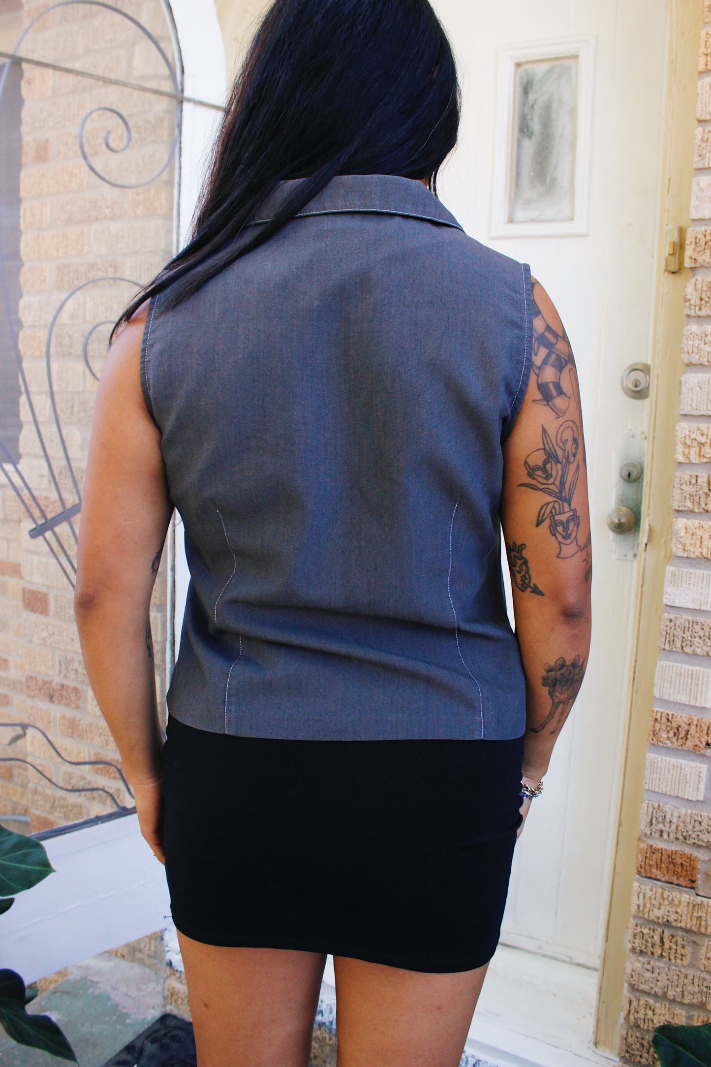 1990s Space Grey Cropped Tank