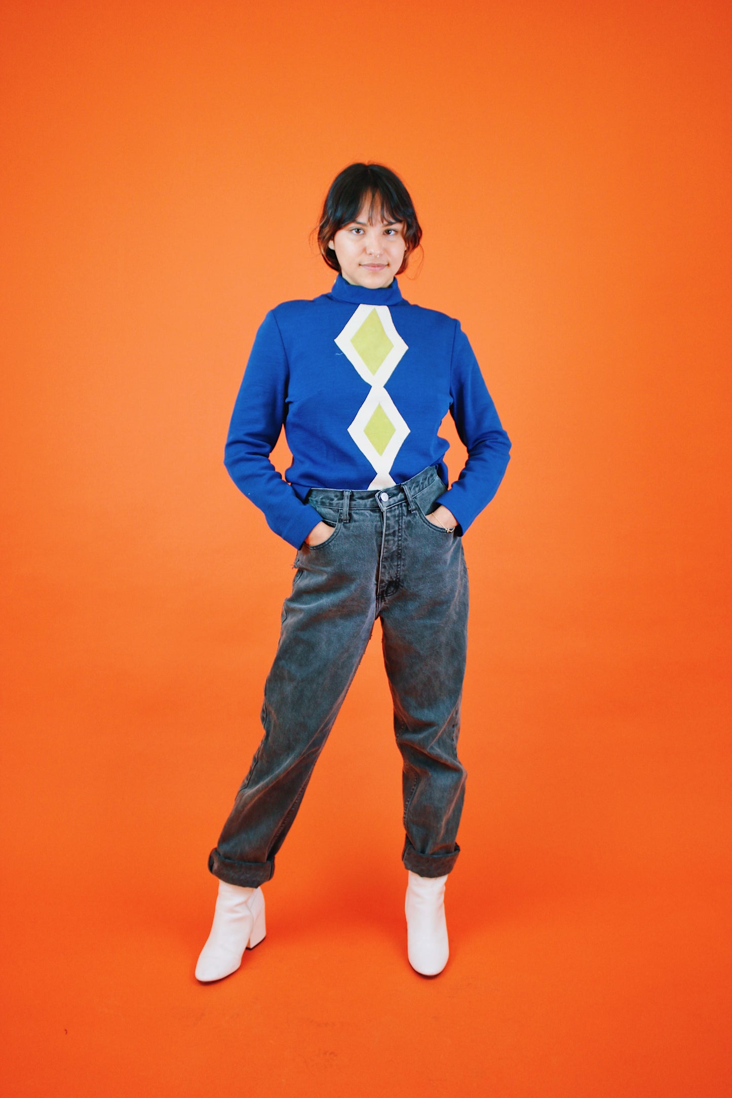1970s Diamond Appliqué Turtleneck