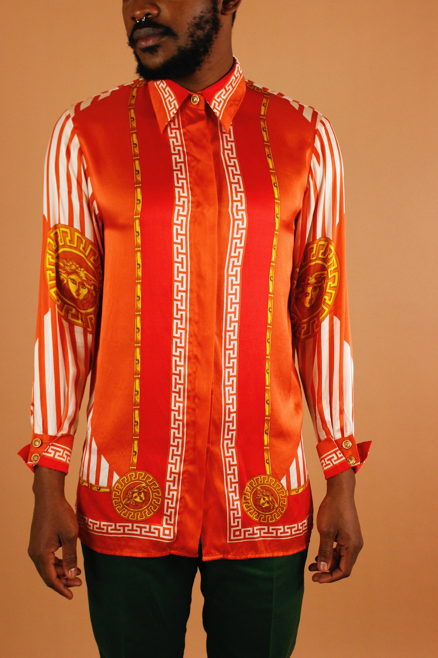 1990s Massardi Gold Silk Button Up