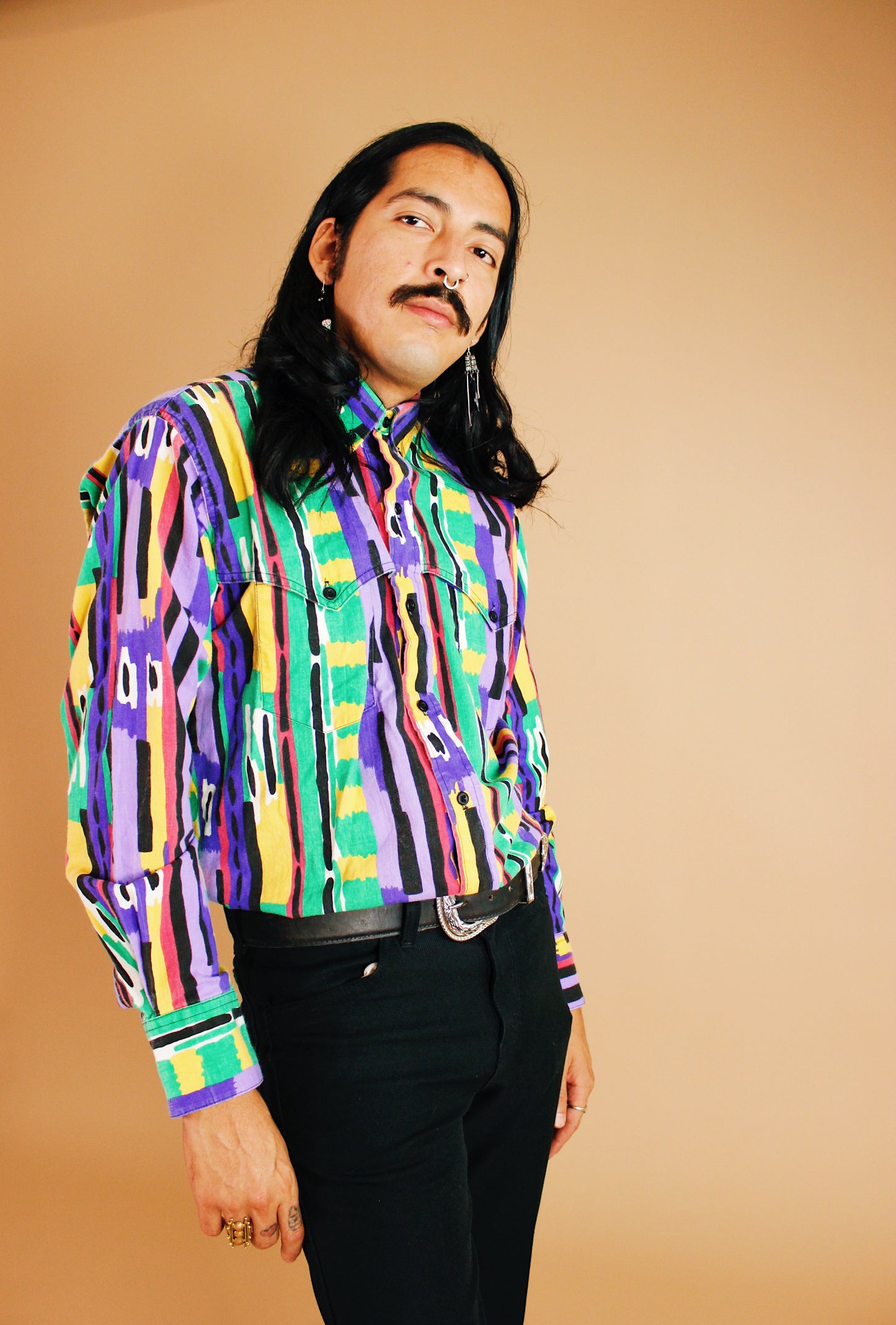 1980s Artsy Western Button Up