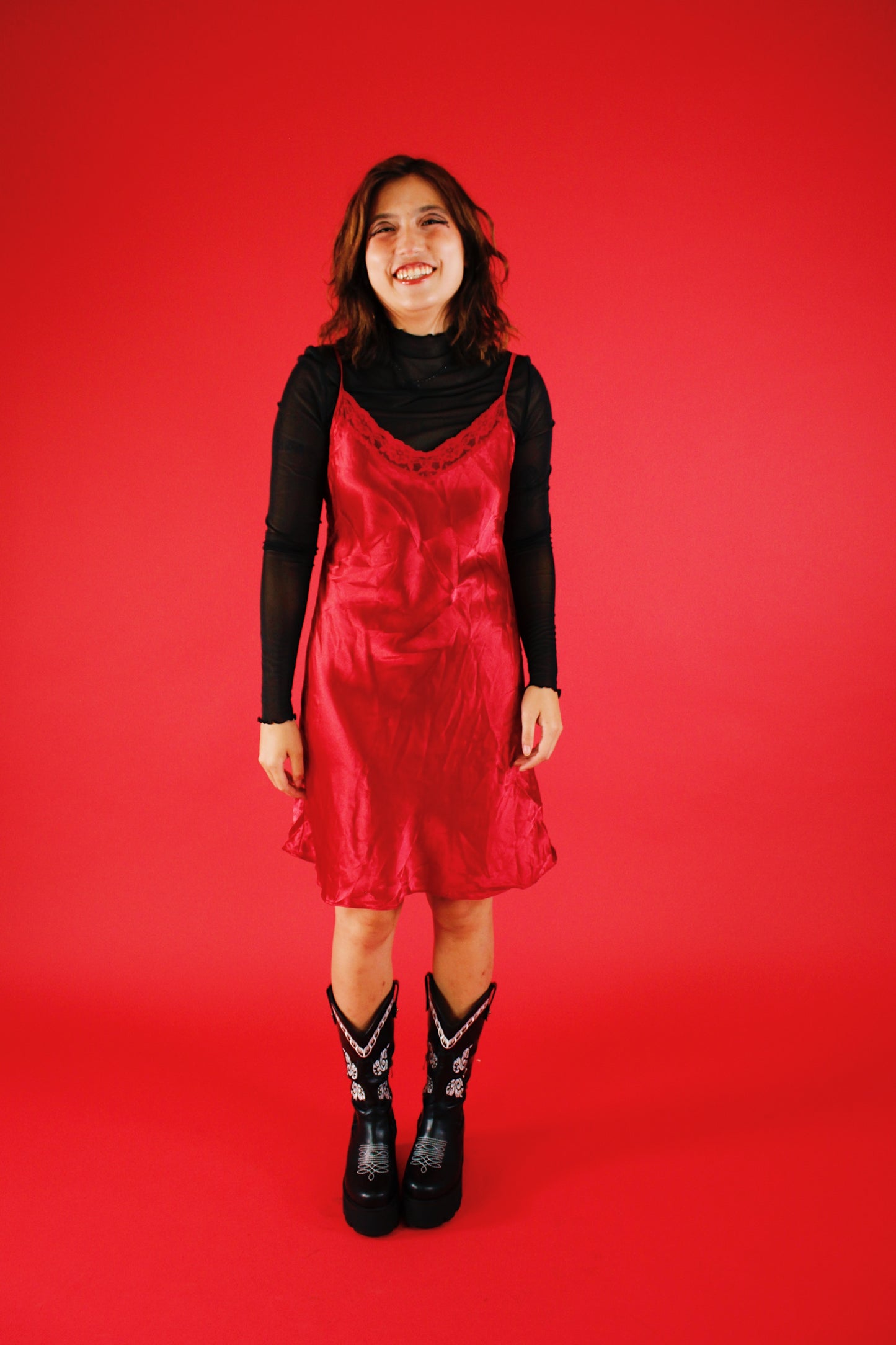 1990s Flaming Rose Slip