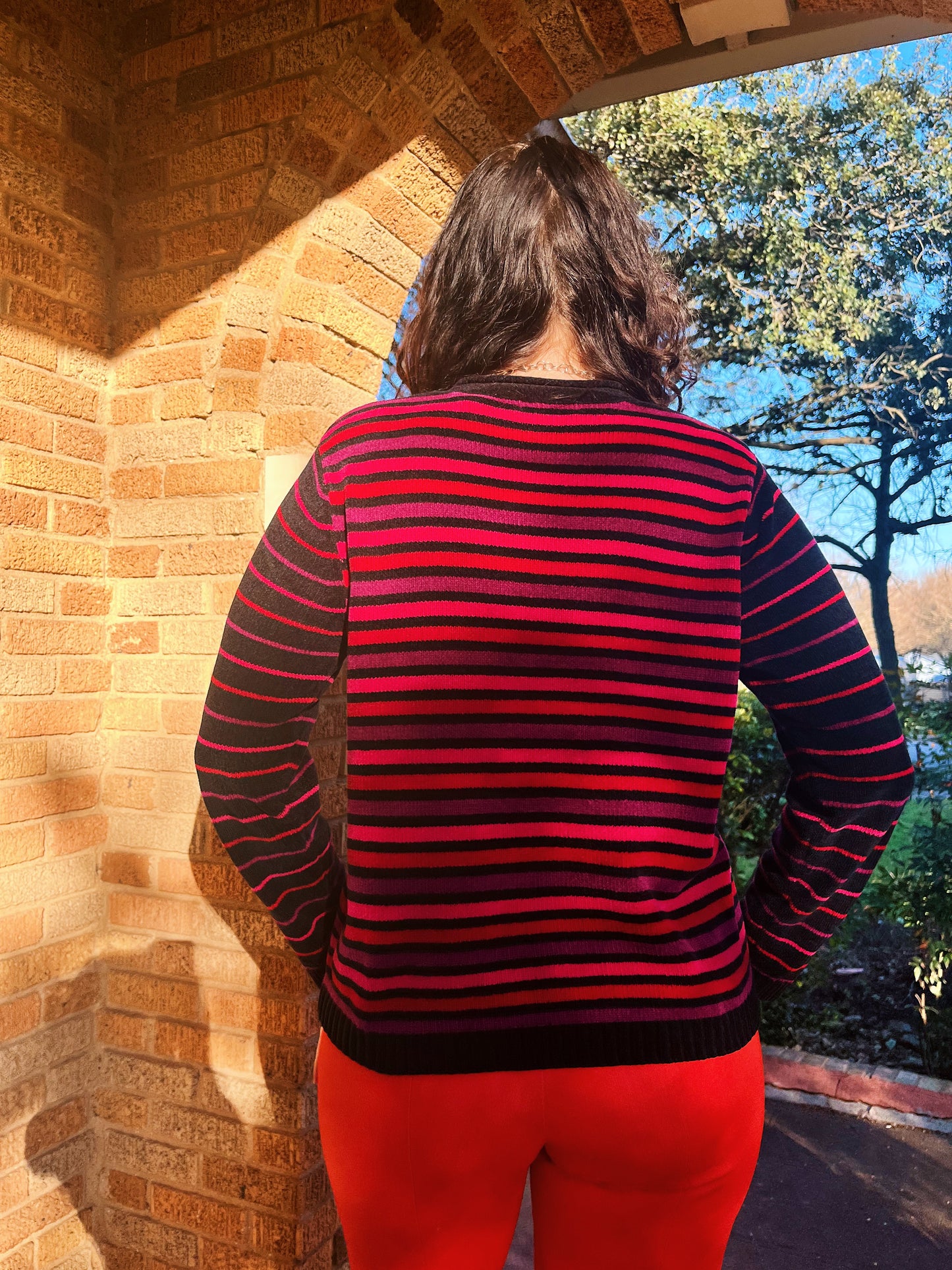 1990s Hot Pink Colorblock Sweater