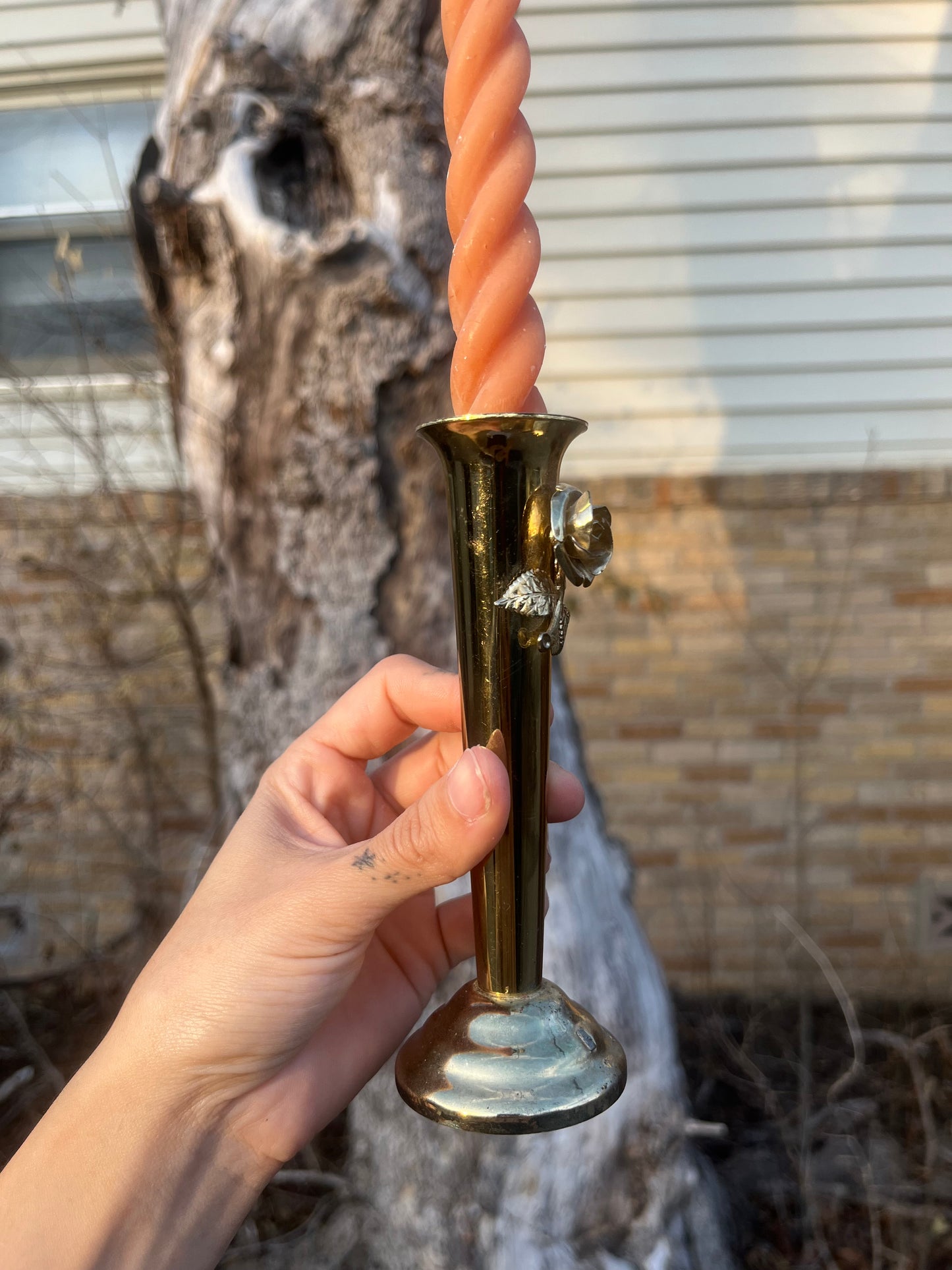 brass rose candlestick holder for taylor