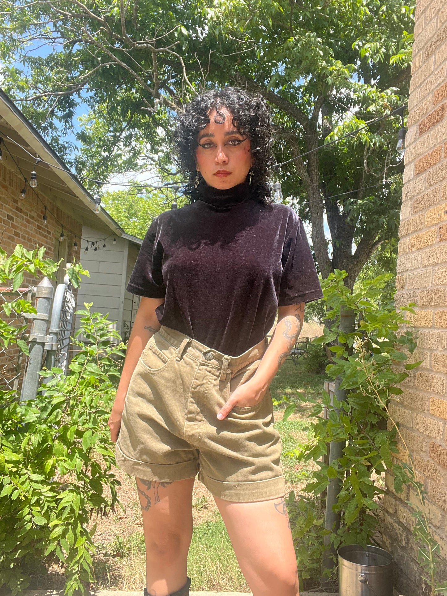 90s army green shorts for micaela