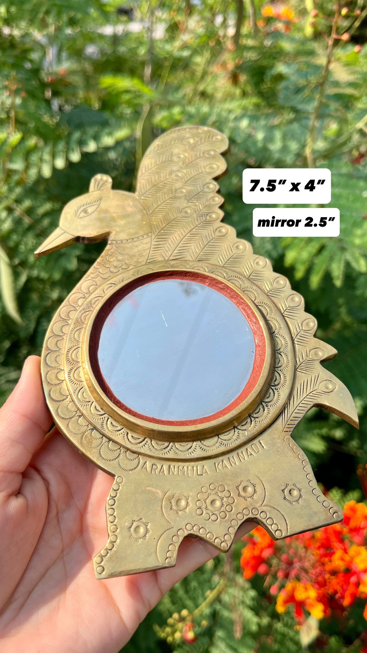 mcm slime green stash box + brass peacock mirror for kathleen