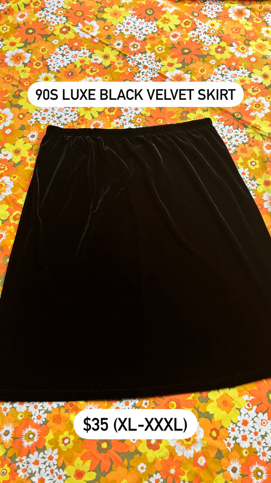 90s luxe black velvet skirt for neda