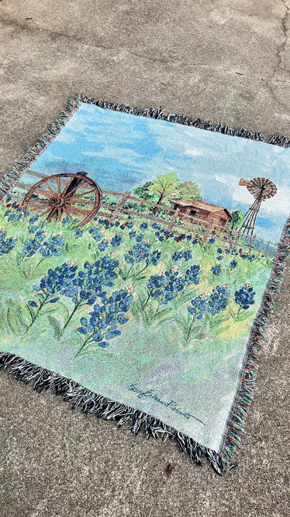 90s bluebonnet tapestry blanket for amnova