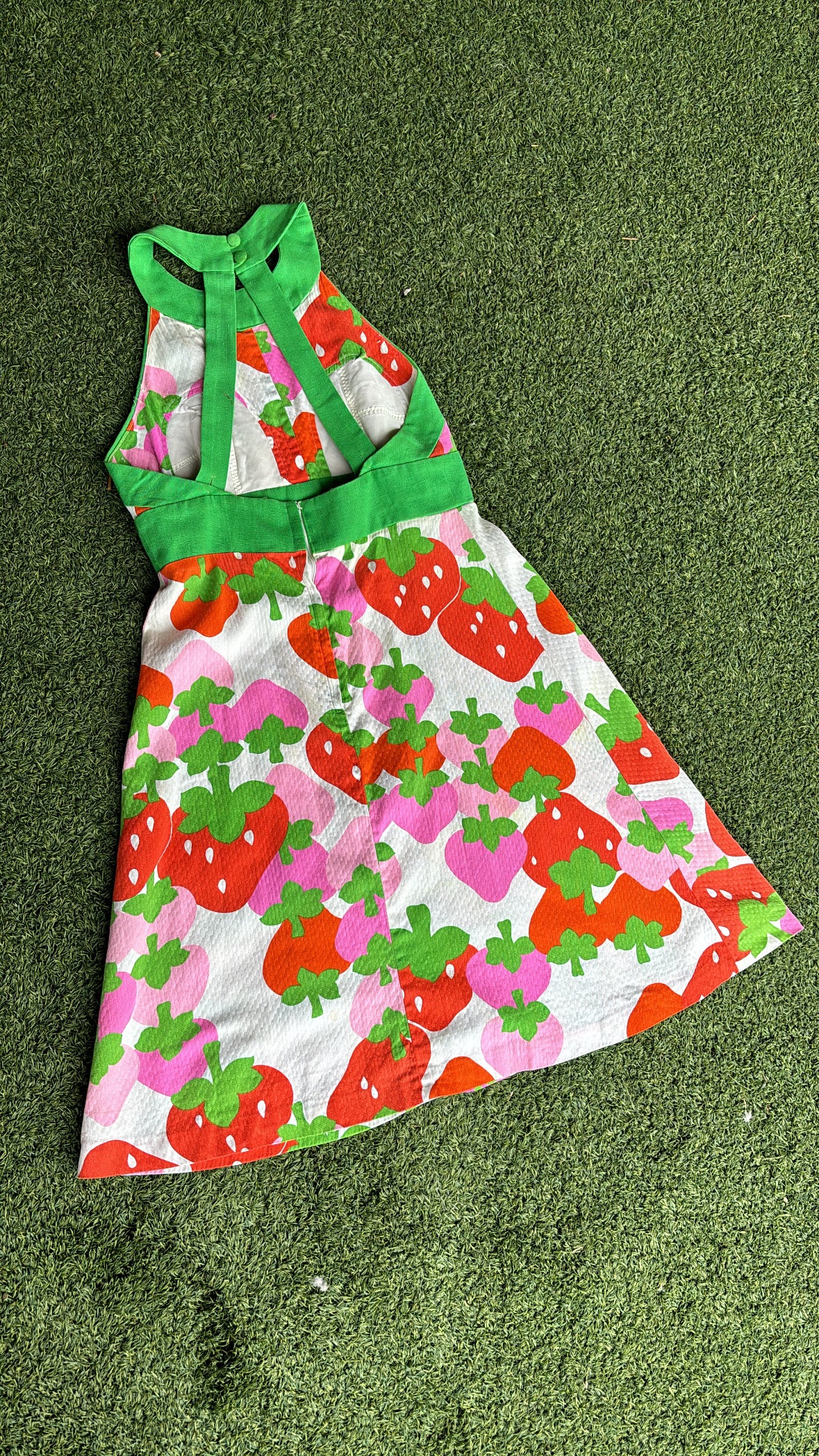 60s/70s strawberry halter dress for caroline