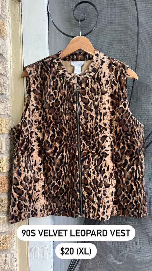 90s velvet leopard vest for claire