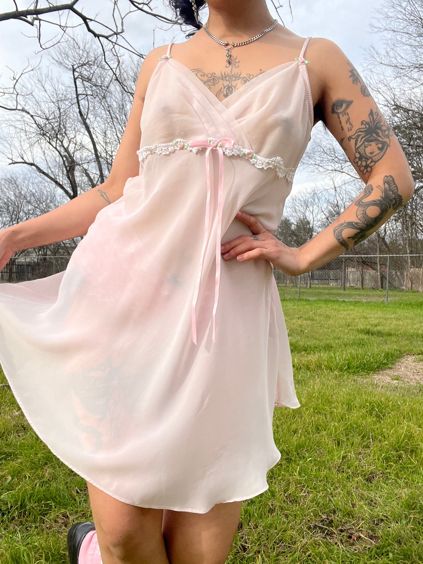 1990s Ballet Pink Slip Dress [S-M]