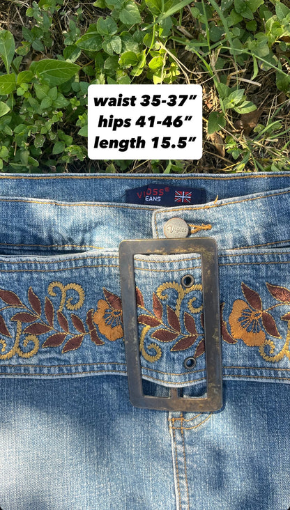 y2k chunky buckle denim mini skirt for marissa