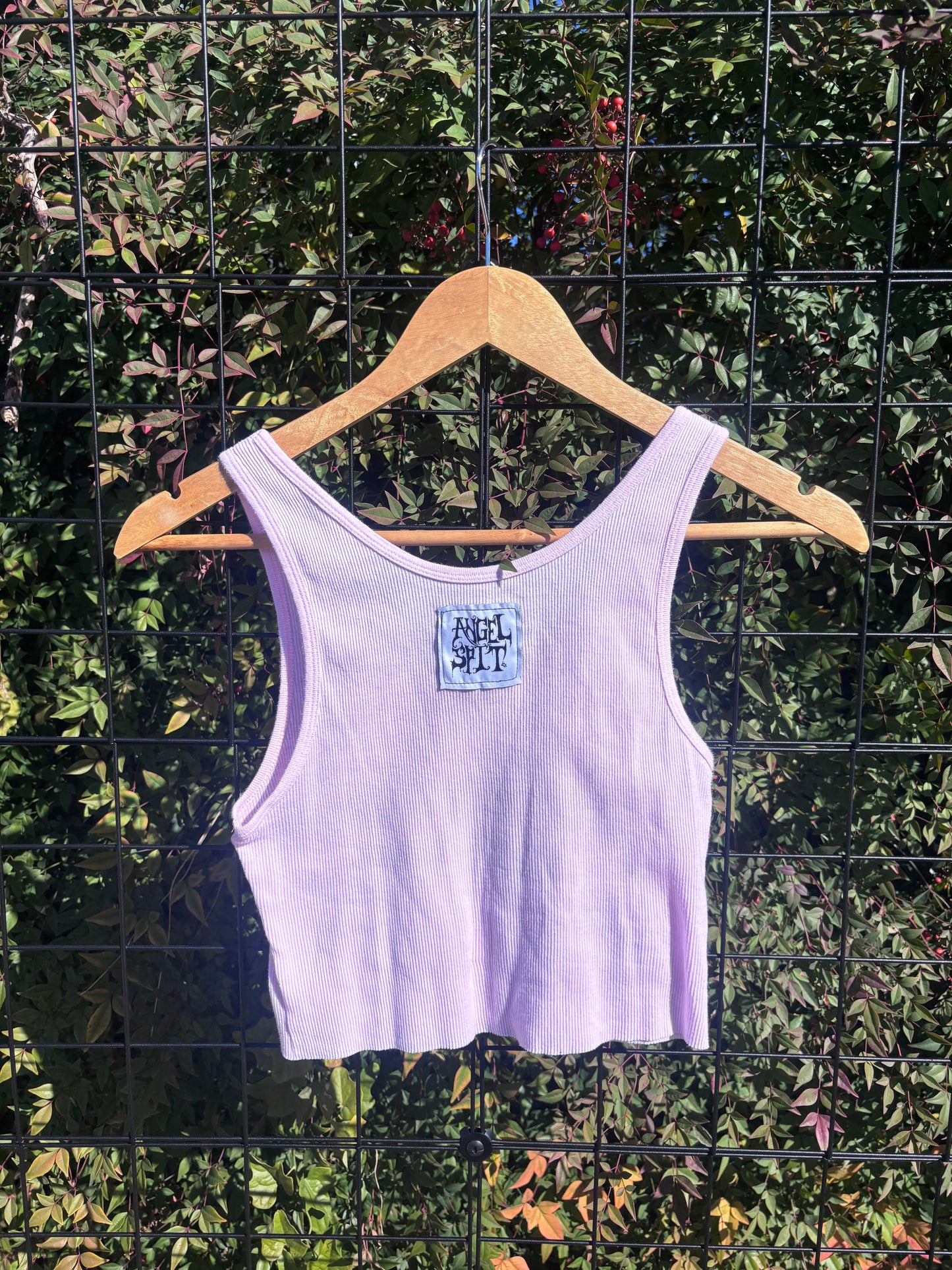 “i touched god” baby pink tank for fern