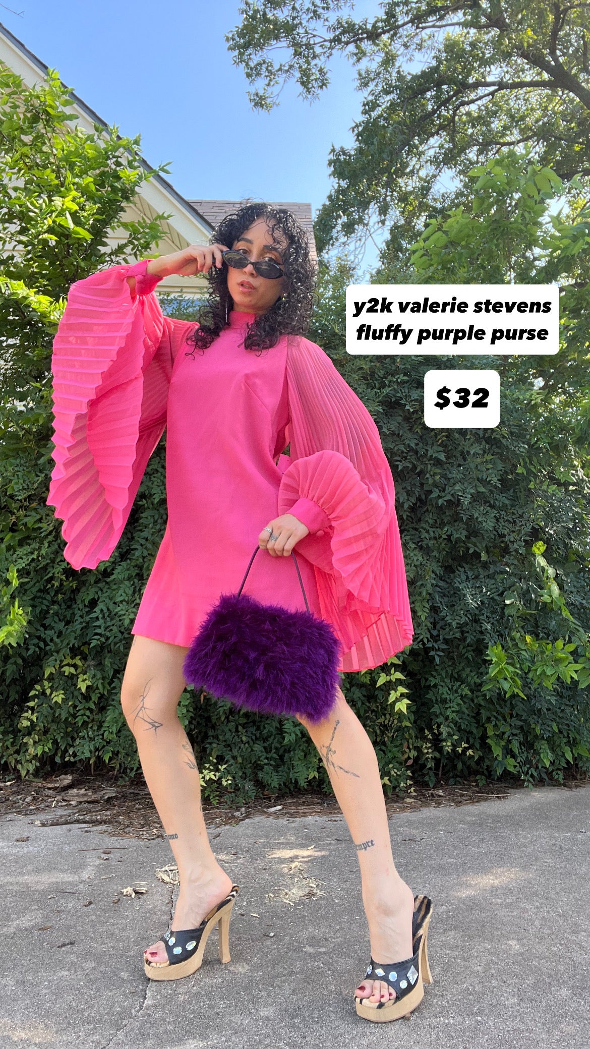 y2k fluffy purple purse for honeycreeper vtg