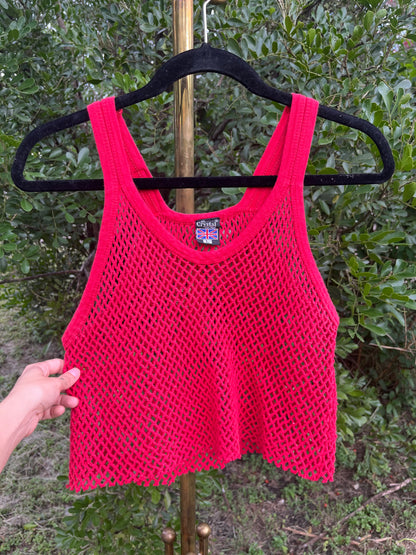 80s/90s red fishnet tank for jazlyn
