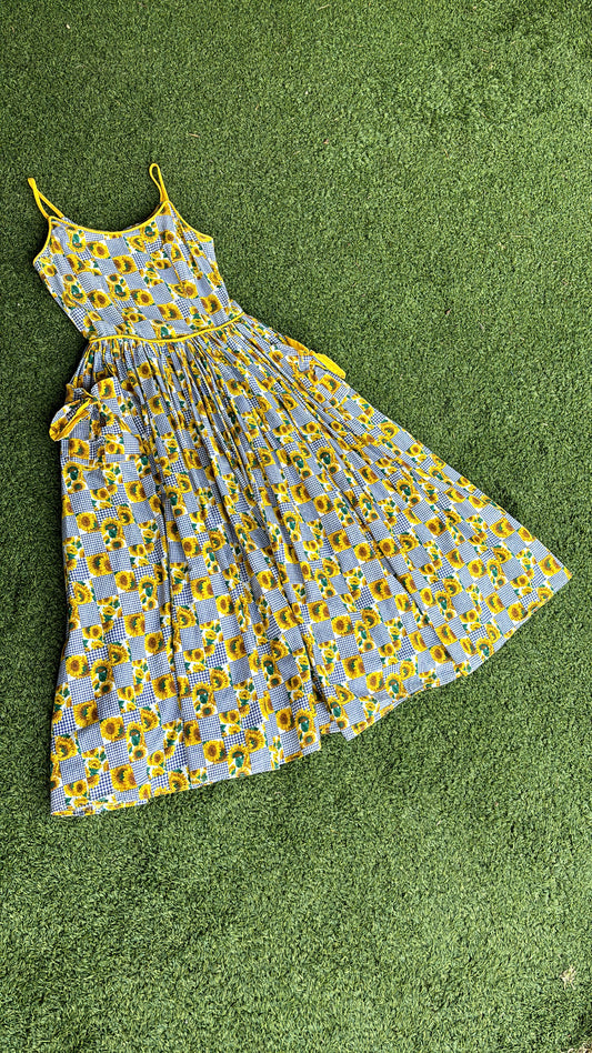 80s sunflower pocket sundress for andrea