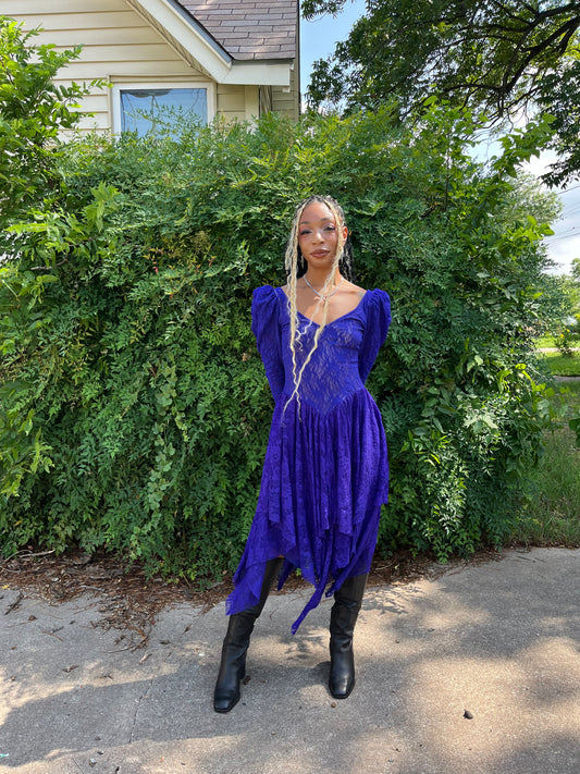 80s ultraviolet dress + 90s maroon cord jumper + black tank for monica