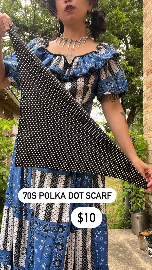 70s b&w polka dot scarf for hannah