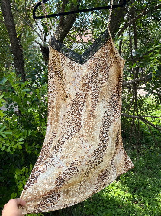 90s leopard floral slip for carly