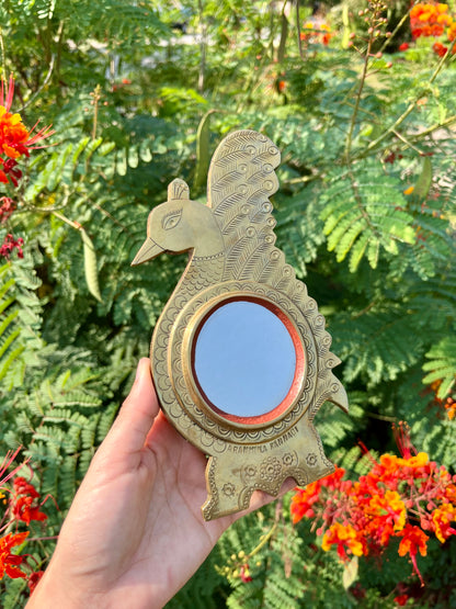 mcm slime green stash box + brass peacock mirror for kathleen